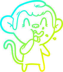 cold gradient line drawing crazy cartoon monkey