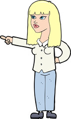 cartoon pretty woman pointing