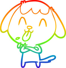 rainbow gradient line drawing cute cartoon dog