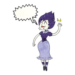 speech bubble textured cartoon vampire girl