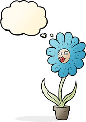 cartoon flower with thought bubble