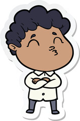 sticker of a cartoon man pouting