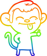 rainbow gradient line drawing funny cartoon monkey