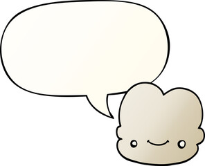 cartoon cloud and speech bubble in smooth gradient style