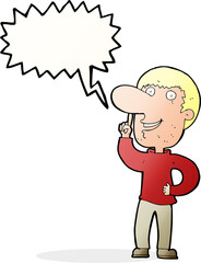 cartoon man with idea with speech bubble