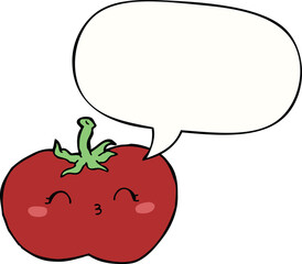 cartoon tomato and speech bubble