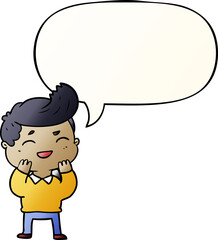 cartoon man laughing and speech bubble in smooth gradient style