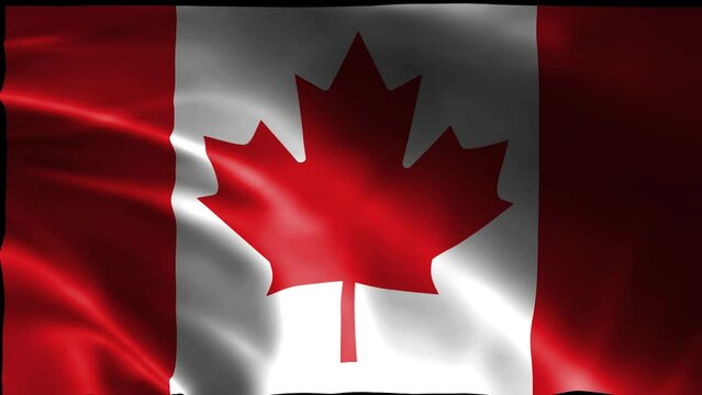 Animation of waving a flag of Canada, the national flag.  Canadian official flag flying in the wind isolated.  Realistic waving Canada flag