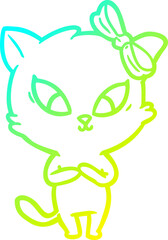 cold gradient line drawing cartoon cat