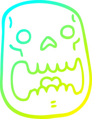 cold gradient line drawing cartoon halloween skull