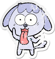 distressed sticker of a cute cartoon dog