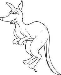 black and white cartoon kangaroo