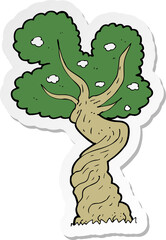 sticker of a cartoon twisted old tree