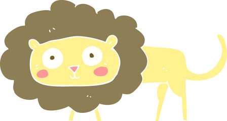 flat color illustration of a cartoon lion