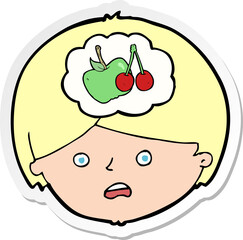 sticker of a cartoon man thinking about healthy eating