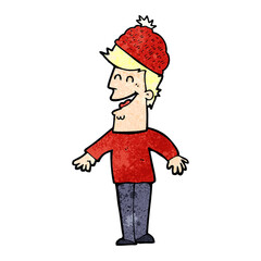 cartoon man wearing winter hat