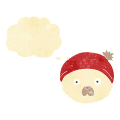 cartoon teddy bear face with thought bubble