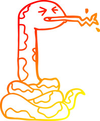 warm gradient line drawing cartoon hissing snake