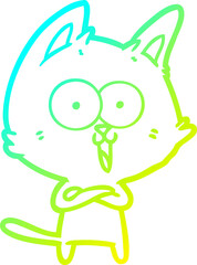 cold gradient line drawing funny cartoon cat