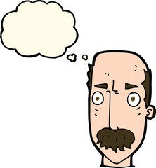 cartoon annoyed old man with thought bubble