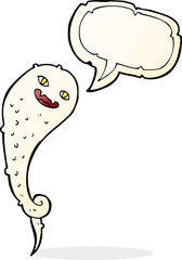cartoon spooky ghost with speech bubble