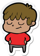 sticker of a cartoon happy boy