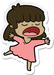 sticker of a cartoon woman talking loudly