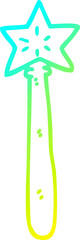 cold gradient line drawing cartoon magician wand