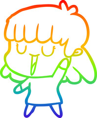 rainbow gradient line drawing cartoon woman
