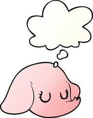 cartoon elephant face and thought bubble in smooth gradient style