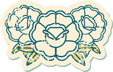 distressed sticker tattoo style icon of a bouquet of flowers