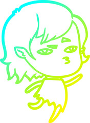 cold gradient line drawing cartoon vampire girl