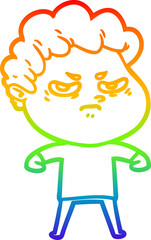 rainbow gradient line drawing cartoon angry man
