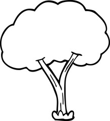 line drawing cartoon blooming tree