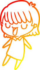 warm gradient line drawing cartoon woman
