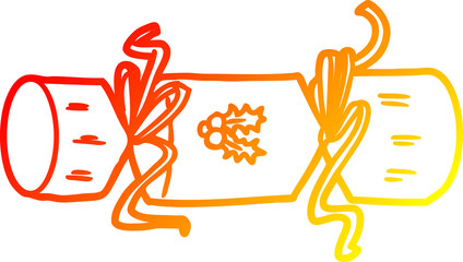 warm gradient line drawing xmas cracker cartoon