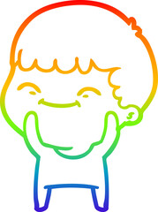 rainbow gradient line drawing cartoon happy boy
