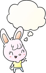 cartoon rabbit and thought bubble in smooth gradient style