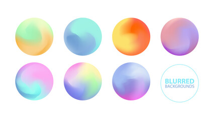 Blurred circle backgrounds set with modern abstract color gradient patterns. Colorful gradient orbs collection for your graphic design. Vector illustration.