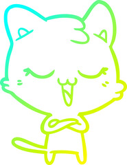 cold gradient line drawing happy cartoon cat