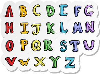 sticker of a cartoon alphabet