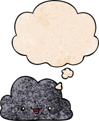 cute cartoon cloud and thought bubble in grunge texture pattern style