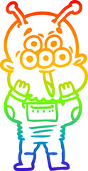 rainbow gradient line drawing happy cartoon alien