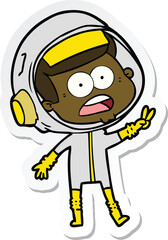 Naklejka premium sticker of a cartoon surprised astronaut