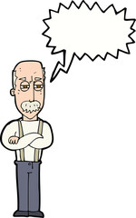 cartoon annoyed old man with speech bubble