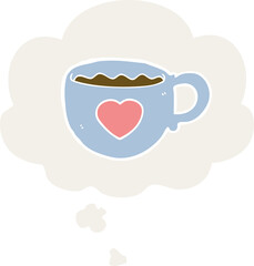 I love coffee cartoon cup and thought bubble in retro style