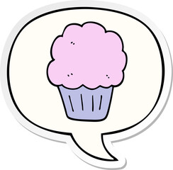 cartoon cupcake and speech bubble sticker