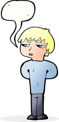 Fototapeta premium cartoon antisocial boy with speech bubble