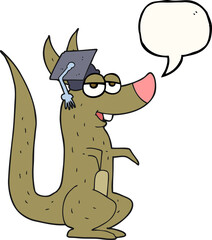 speech bubble cartoon kangaroo with graduation cap