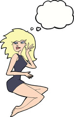 cartoon sexy woman with thought bubble